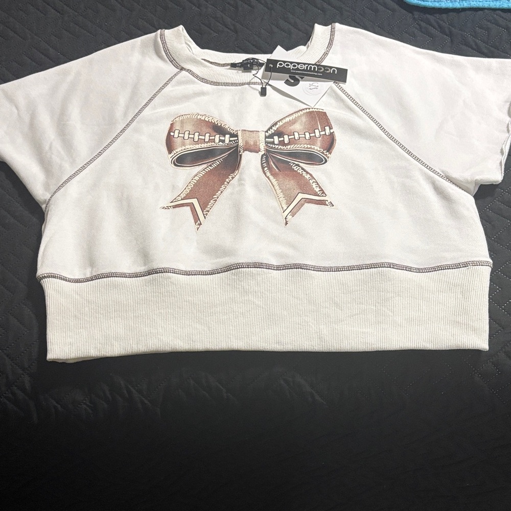 Papermoon Cream and Gold Bow Sweatshirt